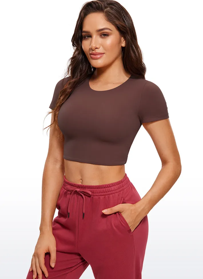 Best CRZ YOGA Butterluxe Double Lined Cropped Short Sleeves