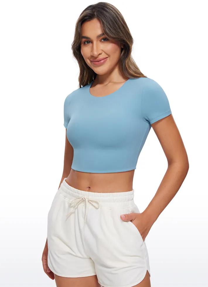 Shop CRZ YOGA Butterluxe Double Lined Cropped Short Sleeves