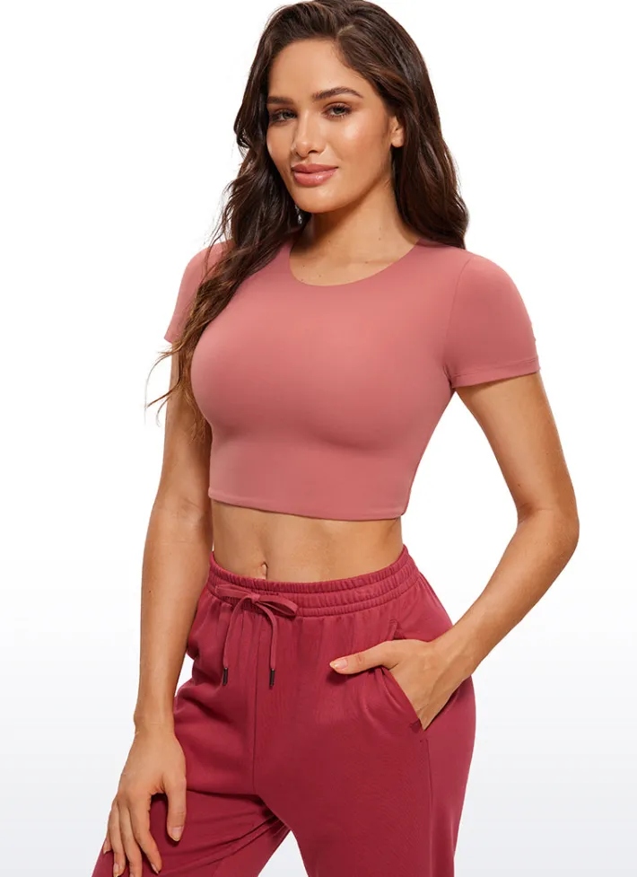 Shop CRZ YOGA Butterluxe Double Lined Cropped Short Sleeves