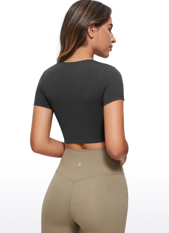 Best CRZ YOGA Butterluxe Double Lined Cropped Short Sleeves