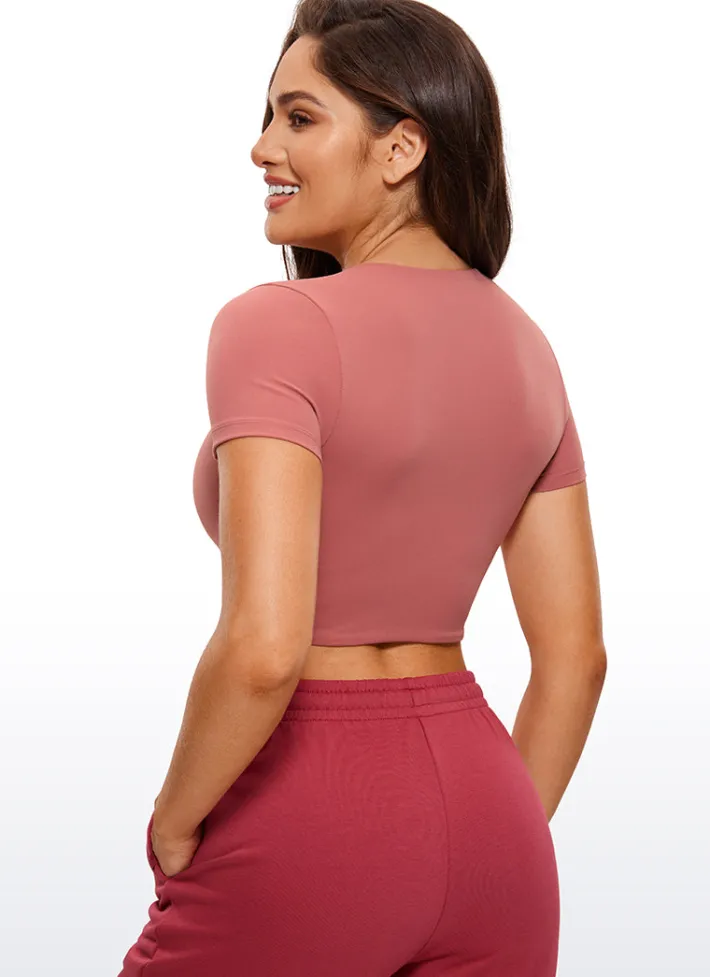 Shop CRZ YOGA Butterluxe Double Lined Cropped Short Sleeves