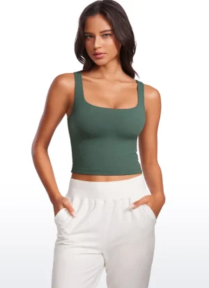 Sale CRZ YOGA Butterluxe Double Lined Square Neck Tank Tops