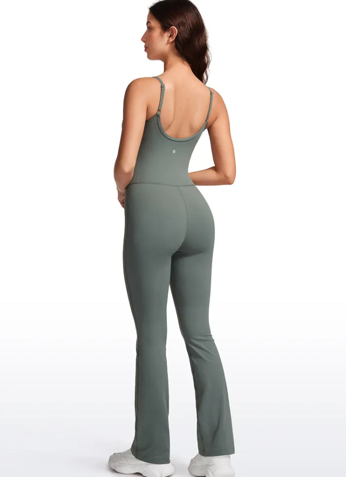 Cheap CRZ YOGA Butterluxe Flare Jumpsuits Build-in Bra Bodysuits 30''
