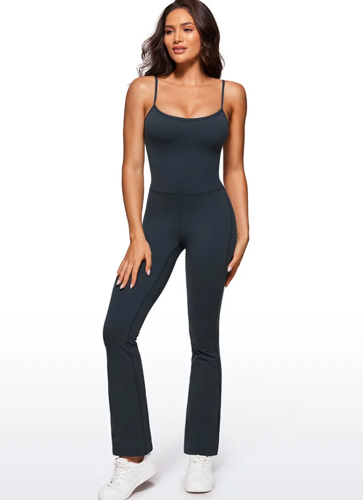 Cheap CRZ YOGA Butterluxe Flare Jumpsuits Build-in Bra Bodysuits 30''