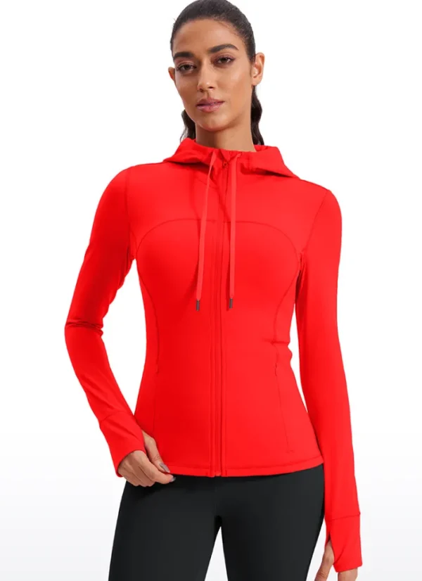 Shop CRZ YOGA Butterluxe Full Zip Pocketed Hoodies Thumb Holes