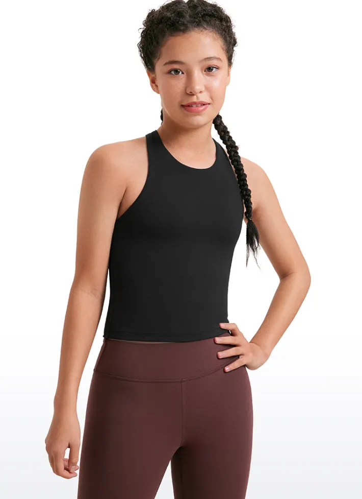 Flash Sale CRZ YOGA Butterluxe Girls Double Lined Racerback Tank Tops Waist Length