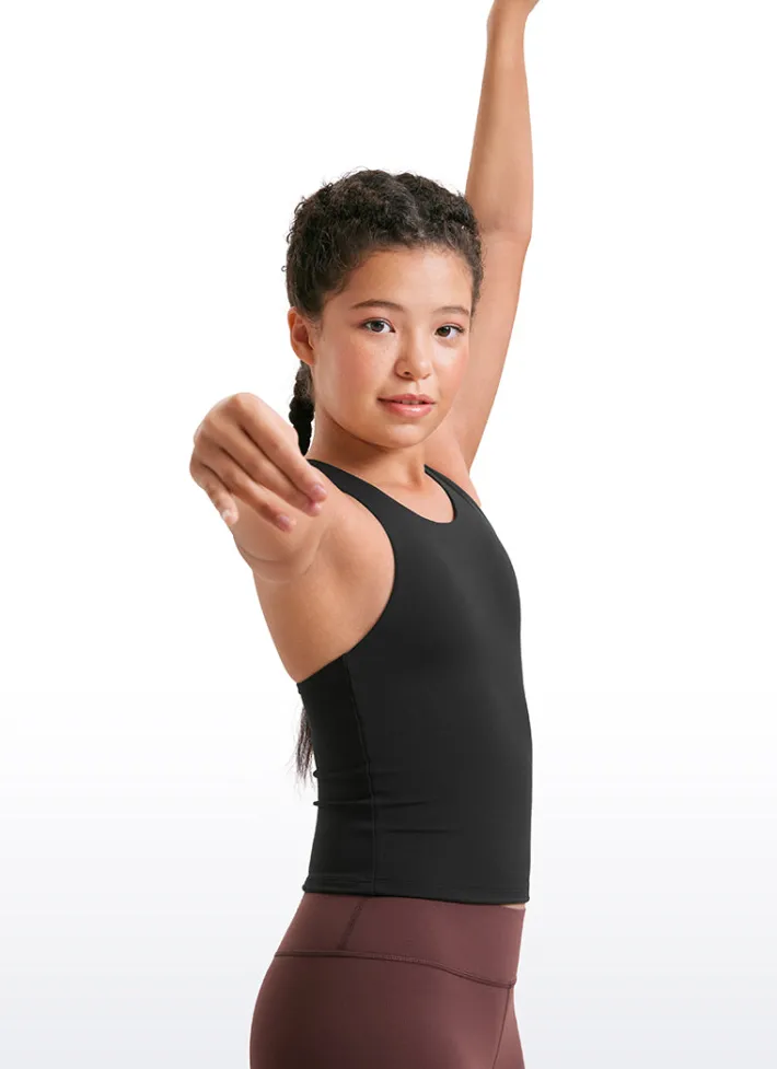 Flash Sale CRZ YOGA Butterluxe Girls Double Lined Racerback Tank Tops Waist Length