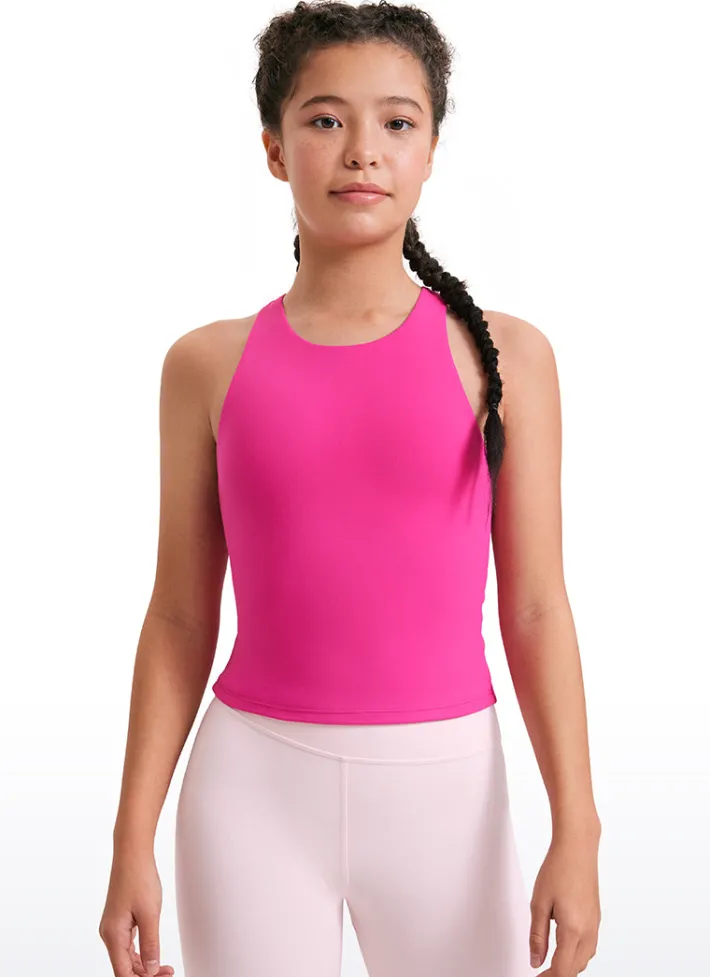 Flash Sale CRZ YOGA Butterluxe Girls Double Lined Racerback Tank Tops Waist Length