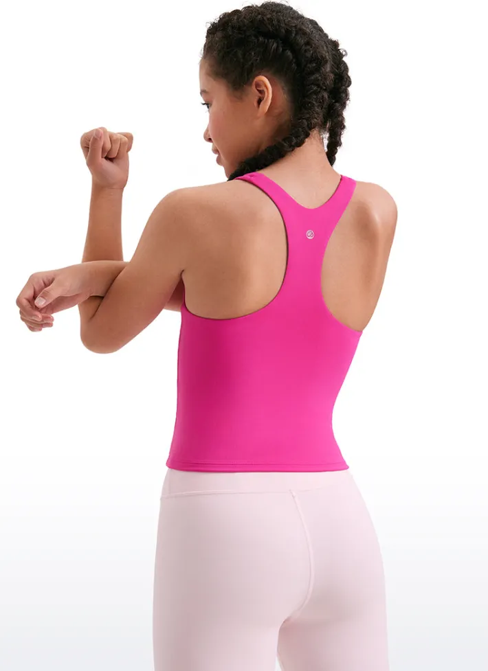 Flash Sale CRZ YOGA Butterluxe Girls Double Lined Racerback Tank Tops Waist Length