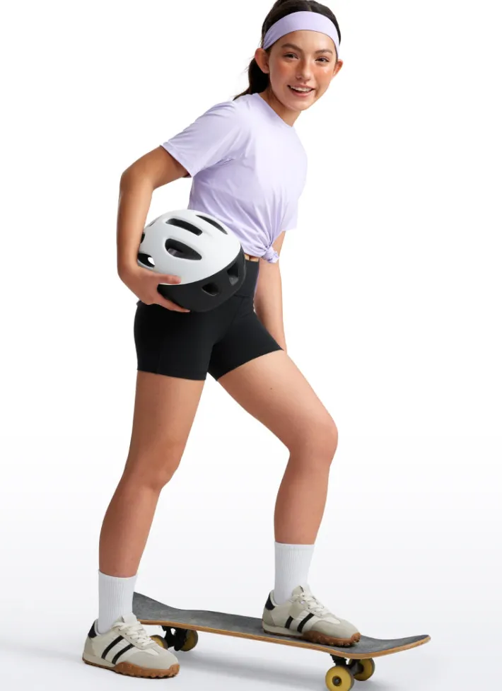 Sale CRZ YOGA Butterluxe Girls Sports Shorts 3'' Black
