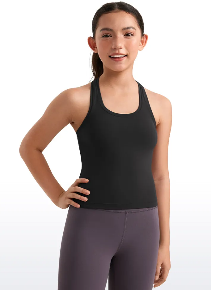 Hot CRZ YOGA Butterluxe Girls Waist-Length Crewneck Tank Racerback
