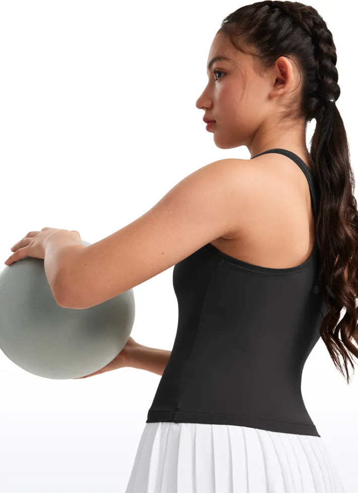 Hot CRZ YOGA Butterluxe Girls Waist-Length Crewneck Tank Racerback