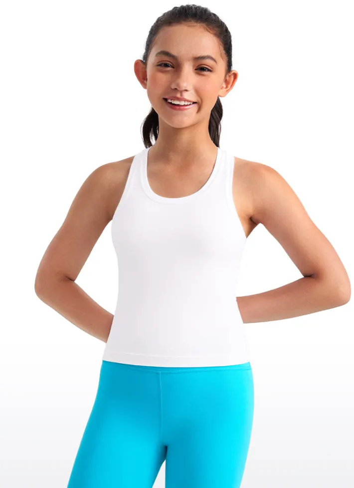 Hot CRZ YOGA Butterluxe Girls Waist-Length Crewneck Tank Racerback