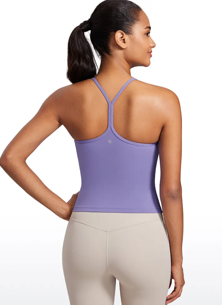 Store CRZ YOGA Butterluxe Halter High Neck Built-in Bra Tanks Y Back
