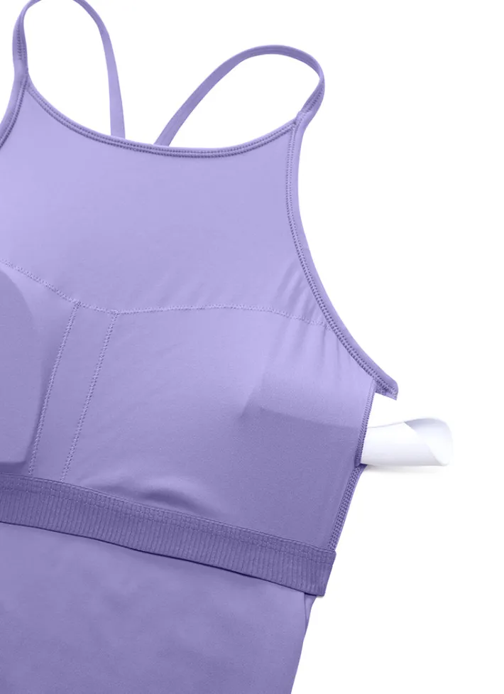 Store CRZ YOGA Butterluxe Halter High Neck Built-in Bra Tanks Y Back
