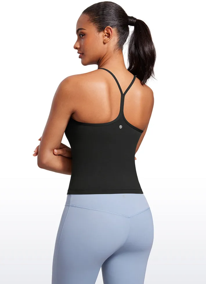 Store CRZ YOGA Butterluxe Halter High Neck Built-in Bra Tanks Y Back