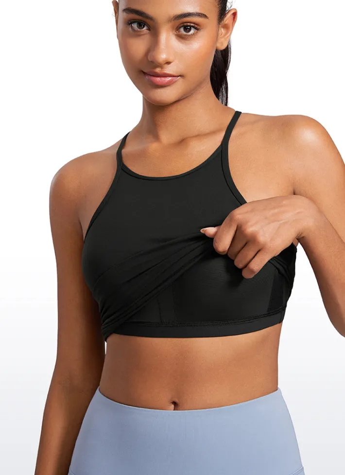 Store CRZ YOGA Butterluxe Halter High Neck Built-in Bra Tanks Y Back