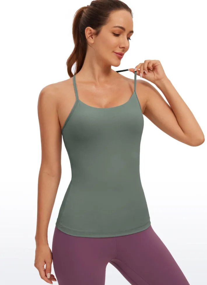 Hot CRZ YOGA Butterluxe Hip Length Built-in Bra Tank Y Back