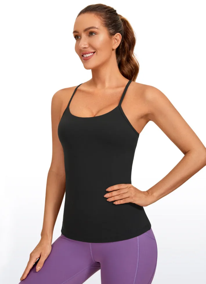 Hot CRZ YOGA Butterluxe Hip Length Built-in Bra Tank Y Back