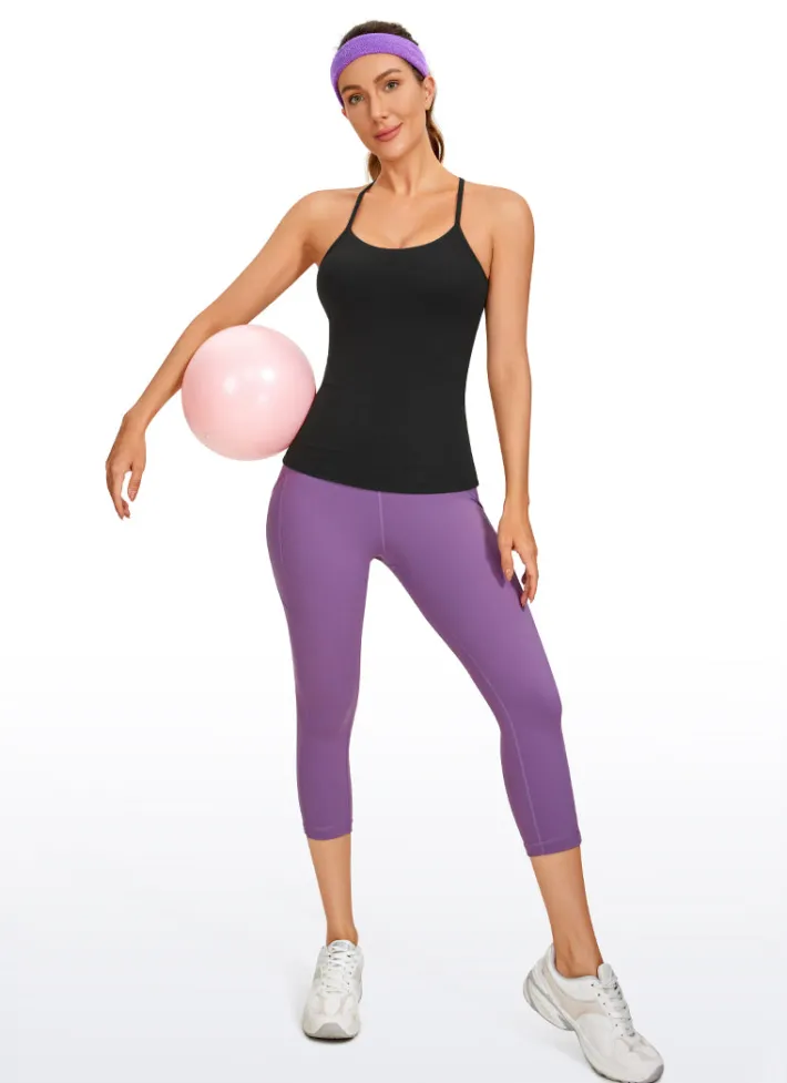 Hot CRZ YOGA Butterluxe Hip Length Built-in Bra Tank Y Back