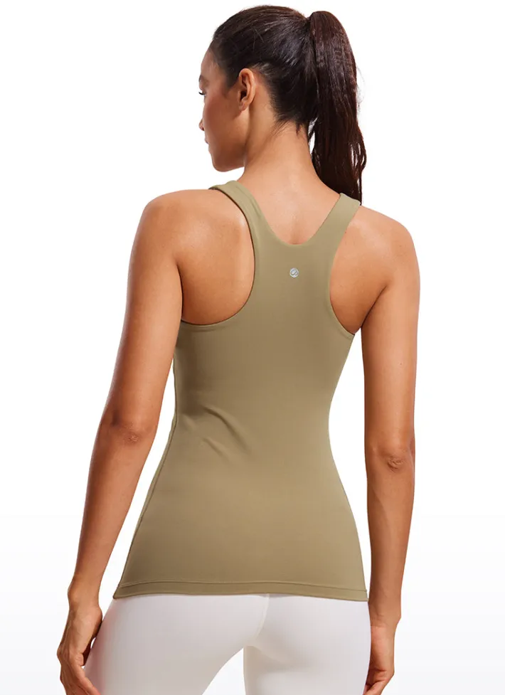 Clearance CRZ YOGA Butterluxe Hip Length Built-in Bra Tanks High Neck