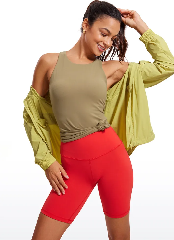 Clearance CRZ YOGA Butterluxe Hip Length Built-in Bra Tanks High Neck