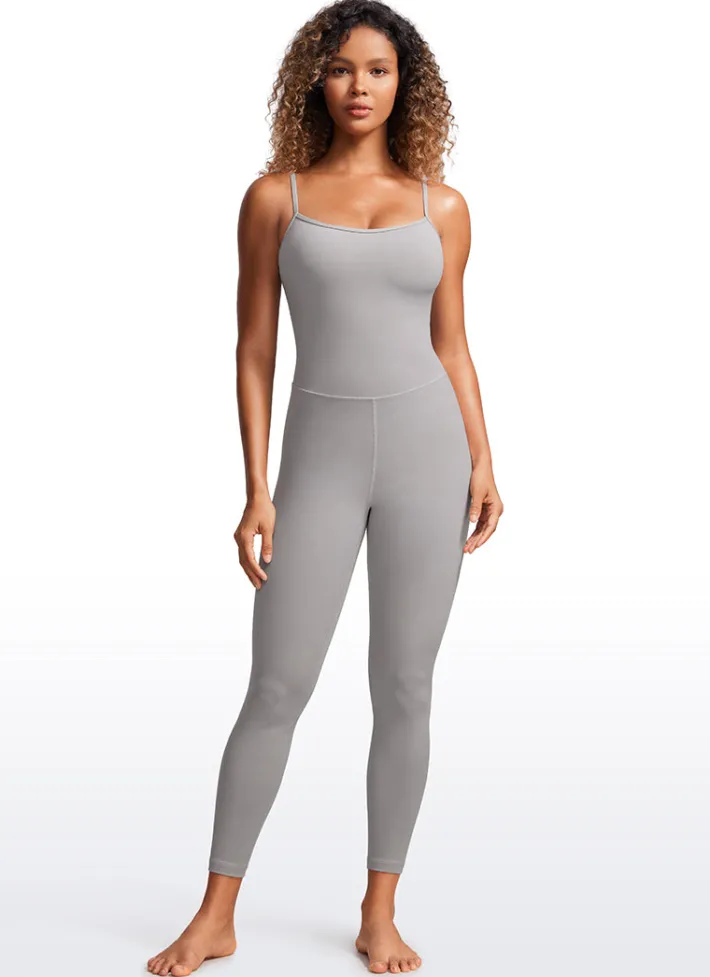 Fashion CRZ YOGA Butterluxe Jumpsuits Build-in Bra Bodysuits 25'' Gull Gray