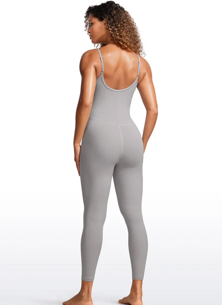 Fashion CRZ YOGA Butterluxe Jumpsuits Build-in Bra Bodysuits 25'' Gull Gray