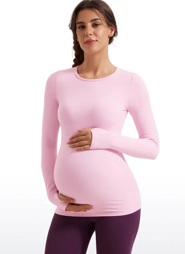 Discount CRZ YOGA Butterluxe Long Sleeve Maternity Crewneck T-Shirts