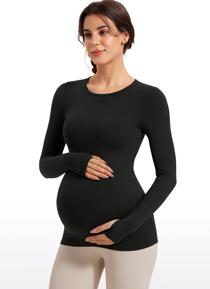 Discount CRZ YOGA Butterluxe Long Sleeve Maternity Crewneck T-Shirts
