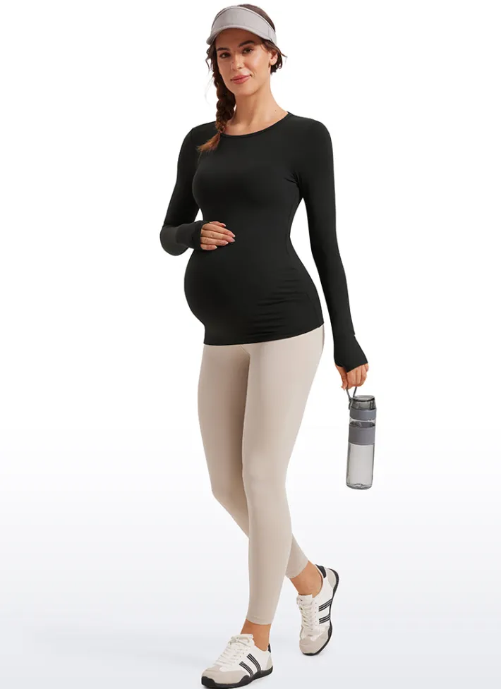 Discount CRZ YOGA Butterluxe Long Sleeve Maternity Crewneck T-Shirts
