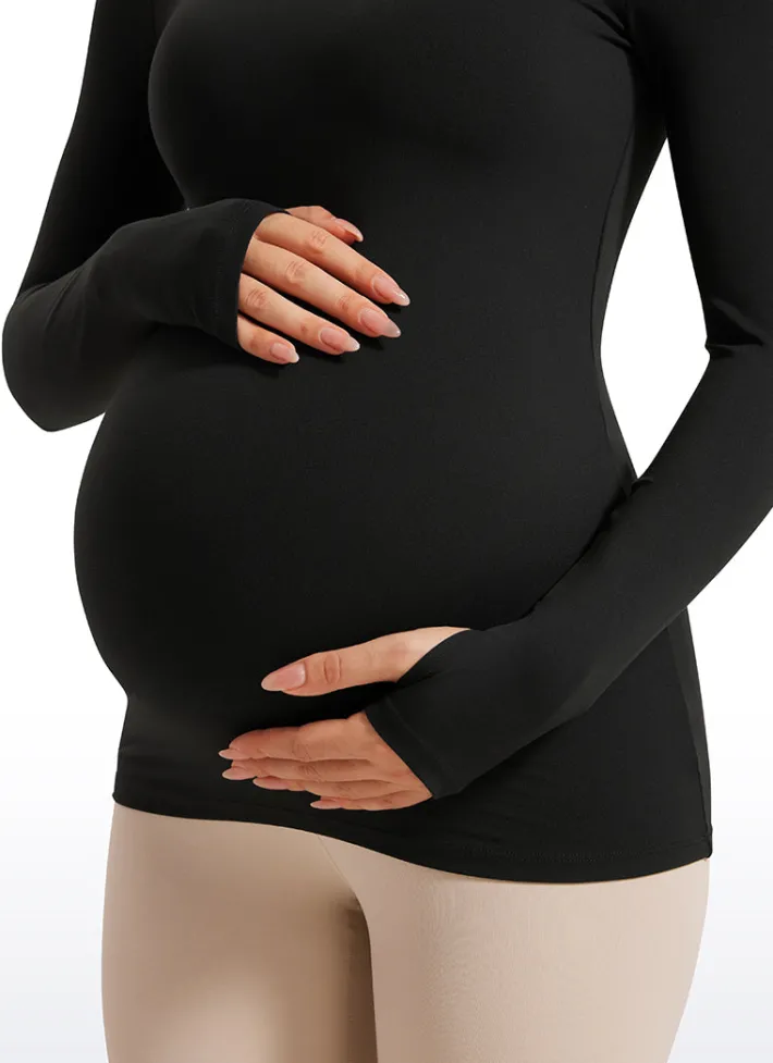 Discount CRZ YOGA Butterluxe Long Sleeve Maternity Crewneck T-Shirts