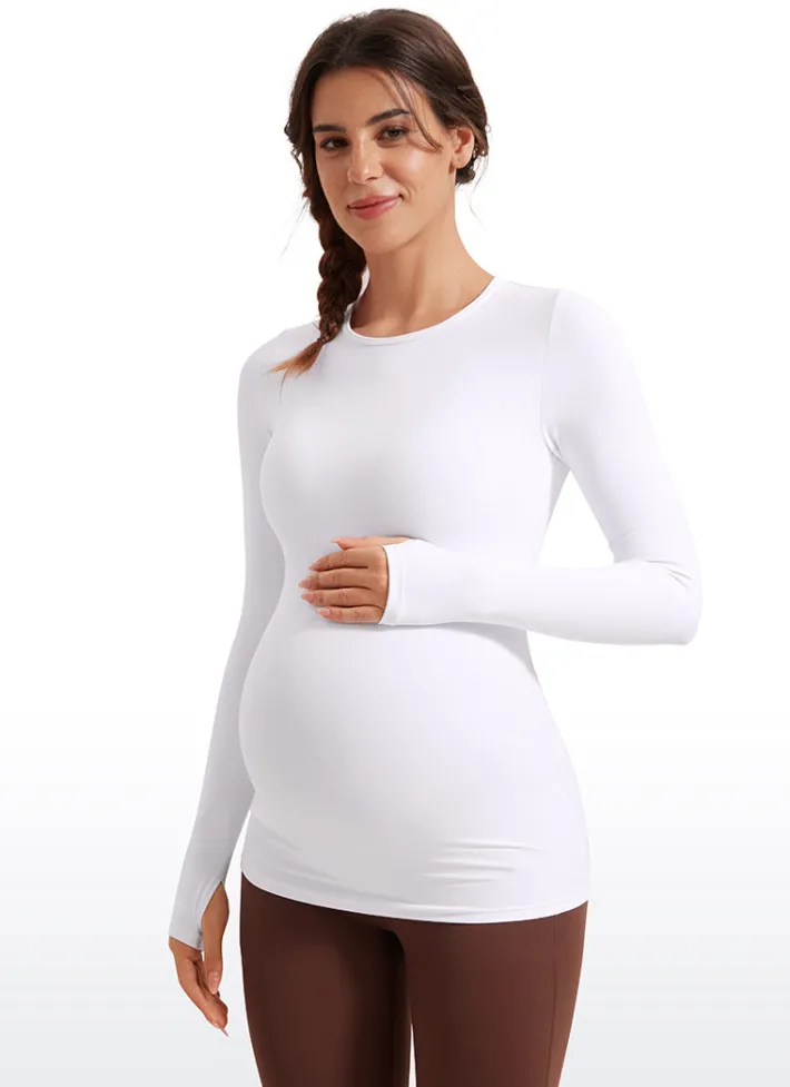 Discount CRZ YOGA Butterluxe Long Sleeve Maternity Crewneck T-Shirts