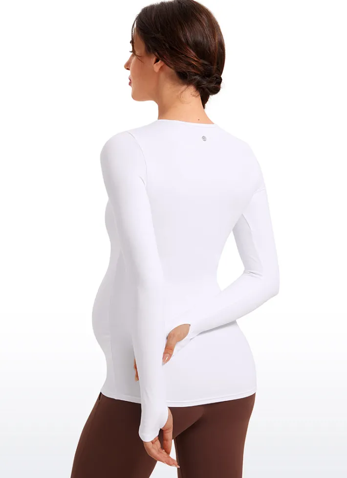 Discount CRZ YOGA Butterluxe Long Sleeve Maternity Crewneck T-Shirts