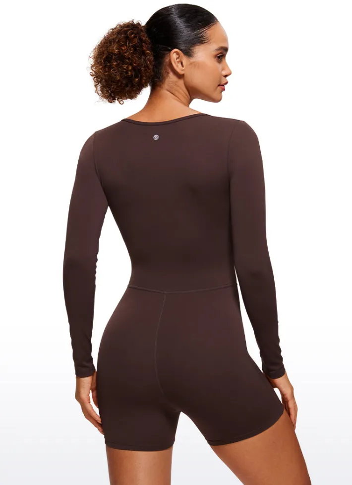 Shop CRZ YOGA Butterluxe Long Sleeve Scoop Neck Athletic Rompers 4''