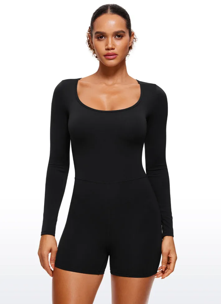Shop CRZ YOGA Butterluxe Long Sleeve Scoop Neck Athletic Rompers 4''