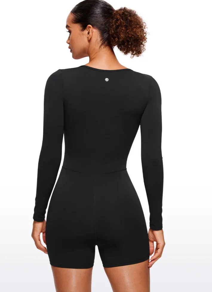 Shop CRZ YOGA Butterluxe Long Sleeve Scoop Neck Athletic Rompers 4''