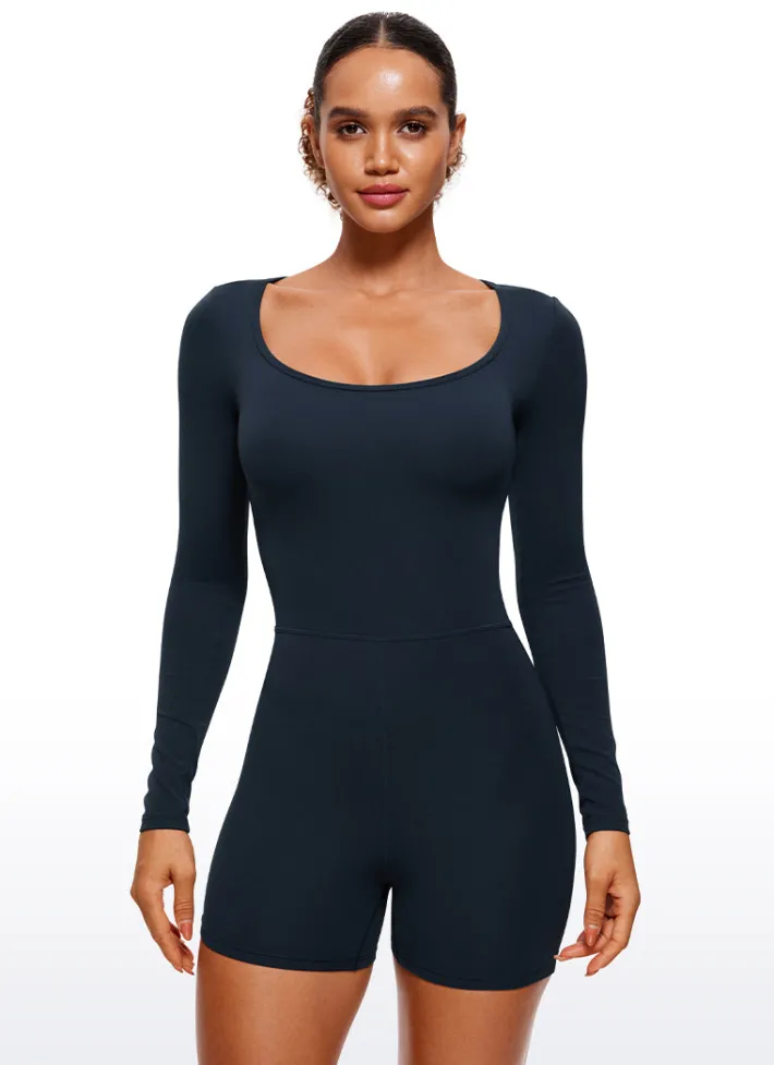 Shop CRZ YOGA Butterluxe Long Sleeve Scoop Neck Athletic Rompers 4''