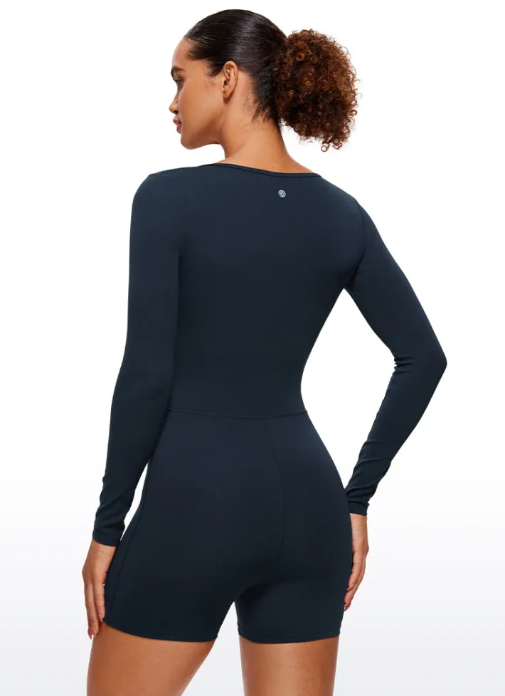 Shop CRZ YOGA Butterluxe Long Sleeve Scoop Neck Athletic Rompers 4''