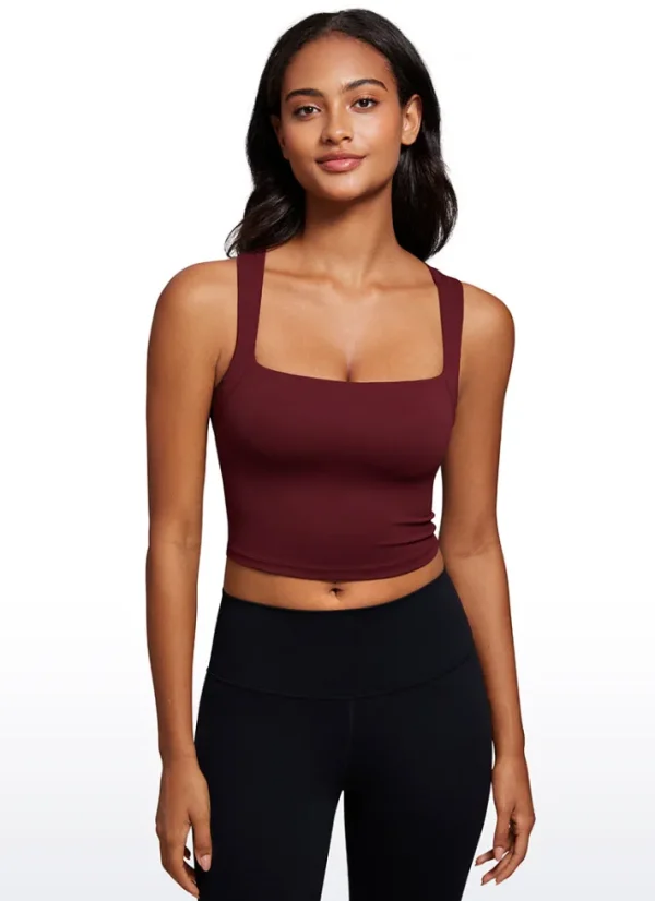 Discount CRZ YOGA Butterluxe Longline Square Neck Built-in Bra Sports Tanks