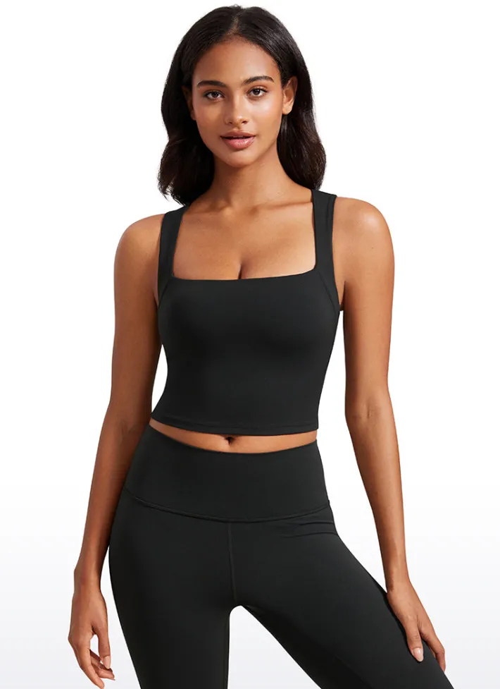 Discount CRZ YOGA Butterluxe Longline Square Neck Built-in Bra Sports Tanks