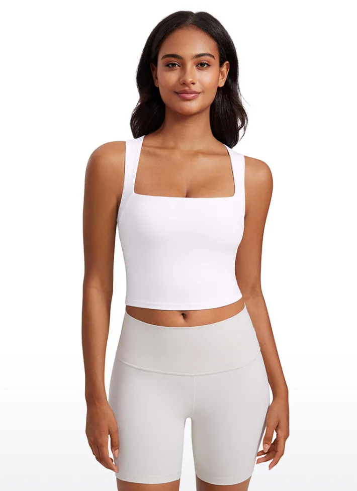 Discount CRZ YOGA Butterluxe Longline Square Neck Built-in Bra Sports Tanks