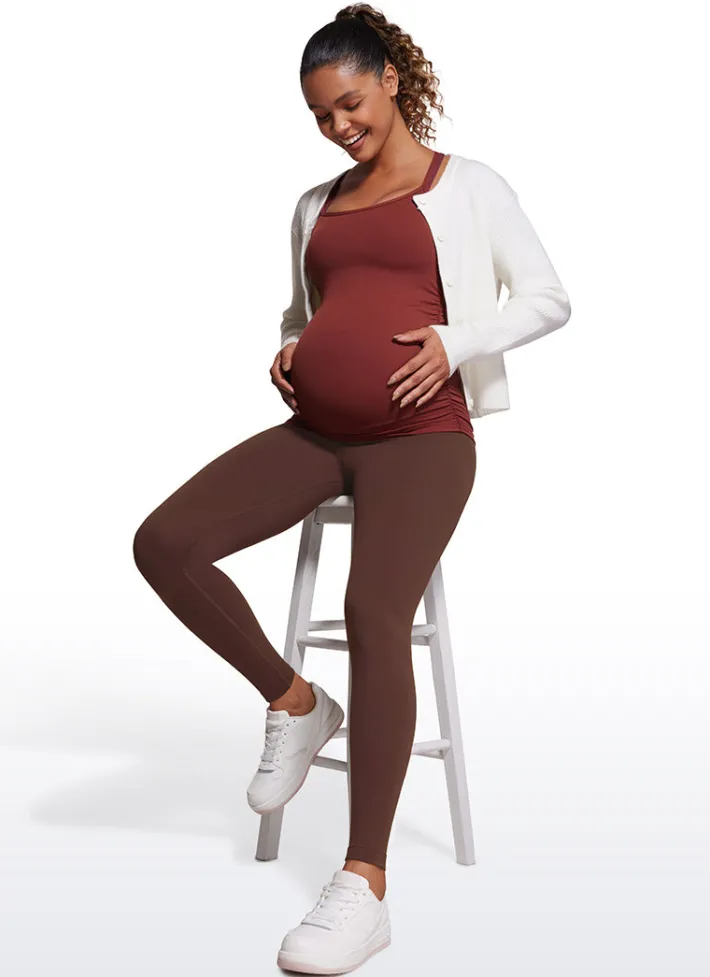 Clearance CRZ YOGA Butterluxe Maternity Leggings 28" - Super High Waist Coffee Brown