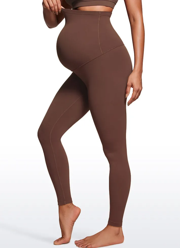 Clearance CRZ YOGA Butterluxe Maternity Leggings 28" - Super High Waist Coffee Brown