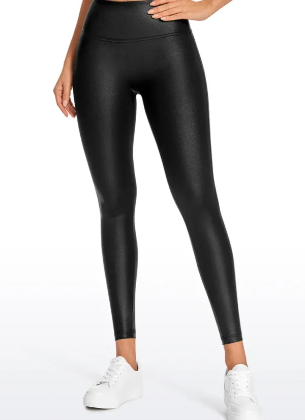 Best CRZ YOGA Butterluxe Matte Faux Leather No Front Seam Leggings 26.5'' Black Classic