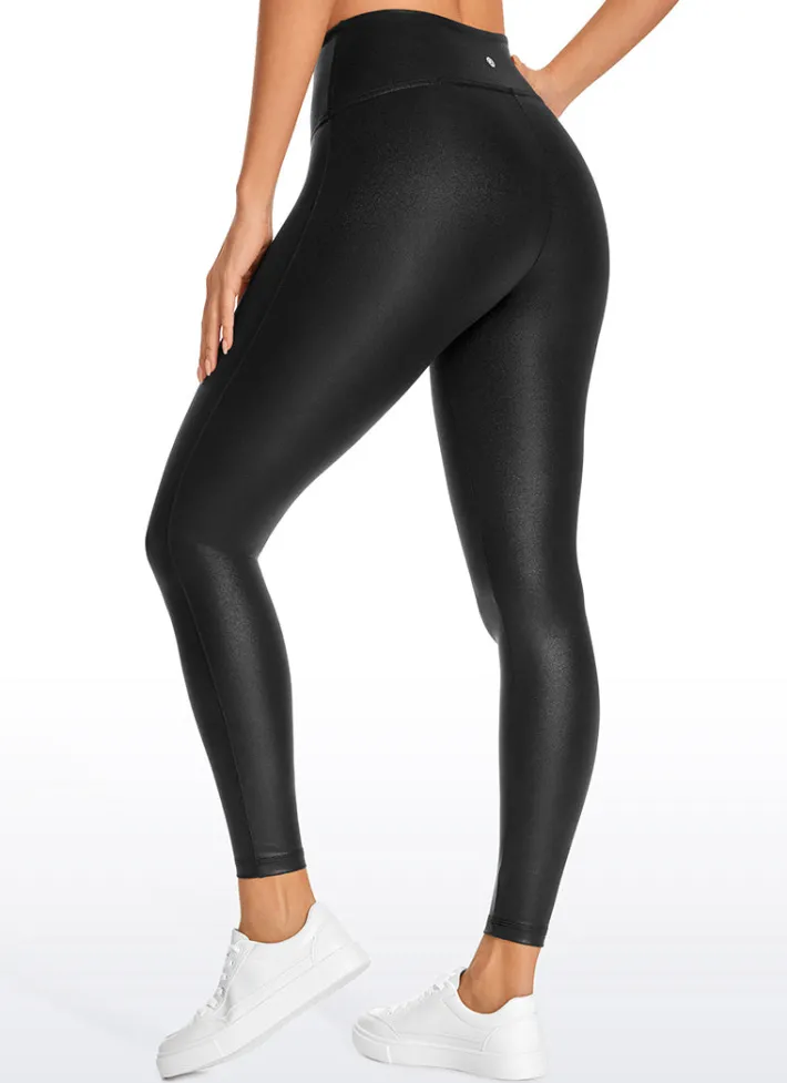 Best CRZ YOGA Butterluxe Matte Faux Leather No Front Seam Leggings 26.5'' Black Classic