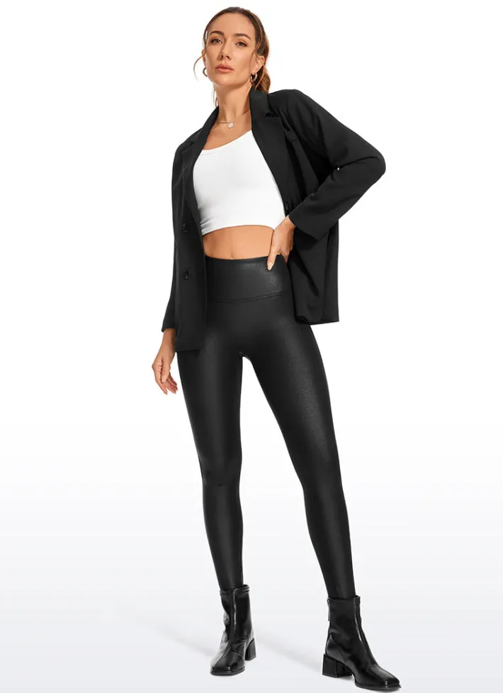 Best CRZ YOGA Butterluxe Matte Faux Leather No Front Seam Leggings 26.5'' Black Classic