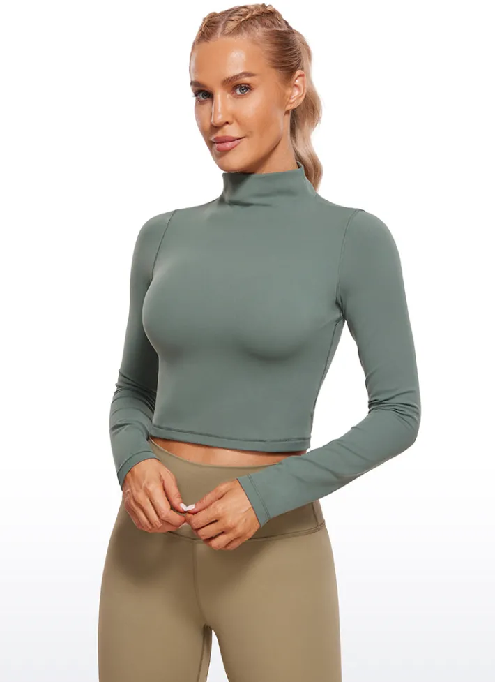 Fashion CRZ YOGA Butterluxe Mock Turtleneck Cropped Long Sleeves