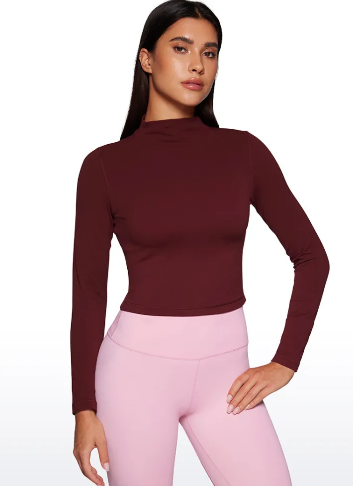 Fashion CRZ YOGA Butterluxe Mock Turtleneck Cropped Long Sleeves
