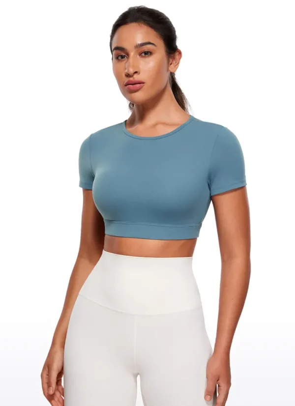 Hot CRZ YOGA Butterluxe Open Back Cropped Short Sleeves